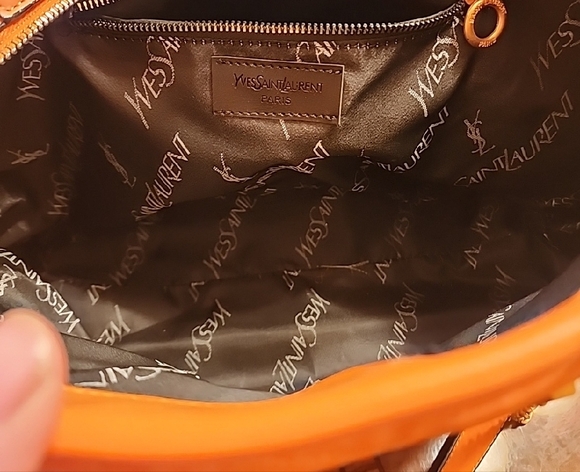 Orange Quilted Chain Shoulder Bag Ysl - Picture 2 of 4